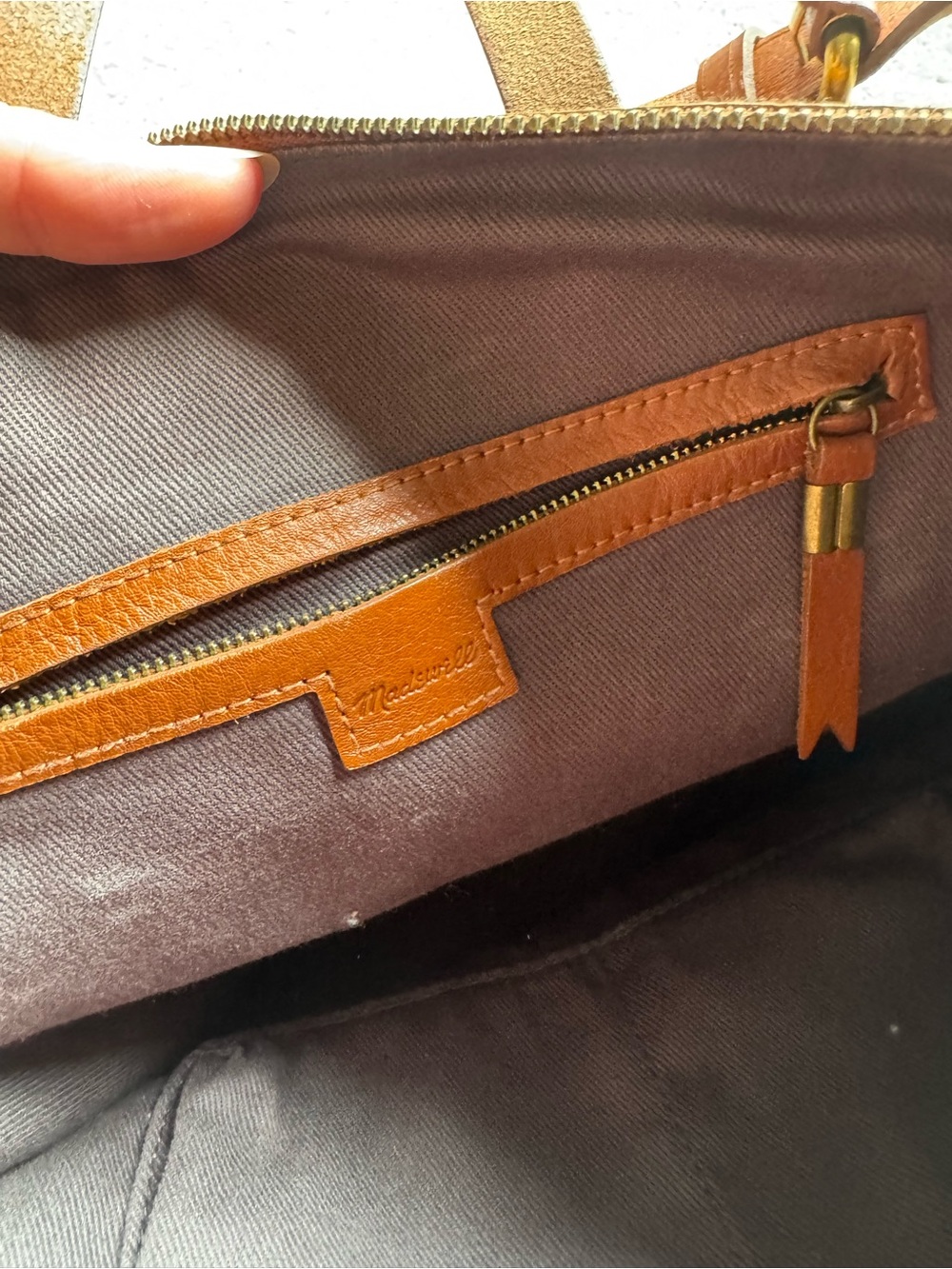 Madewell Brown Zip top Transport Leather Tote Bag - Picture 4 of 9